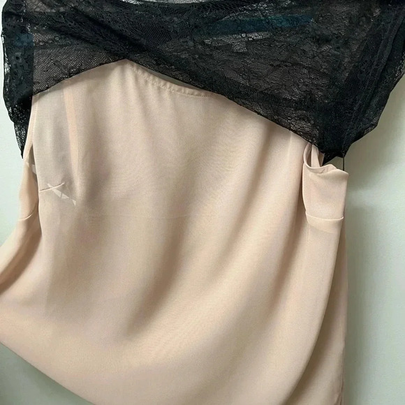 Loft black lace overlay top tee short sleeves lined medium - Picture 5 of 7